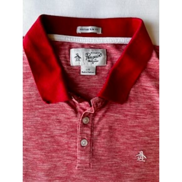 Penguin Heritage Slim Fit Heathered Red Polo - Men's Large - Excellent - Picture 2 of 5